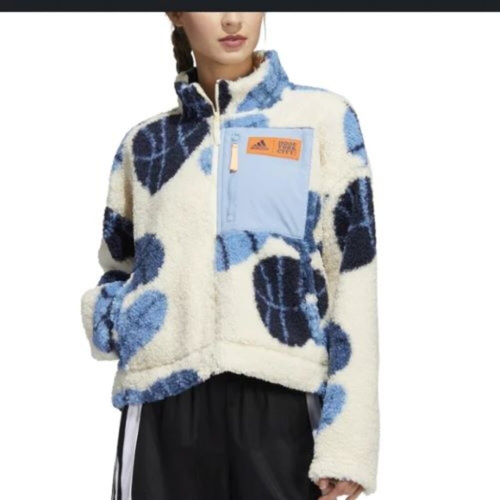 Adidas Women’s Zip Up Basketball Teddy Hoop York City Sherpa Jacket S